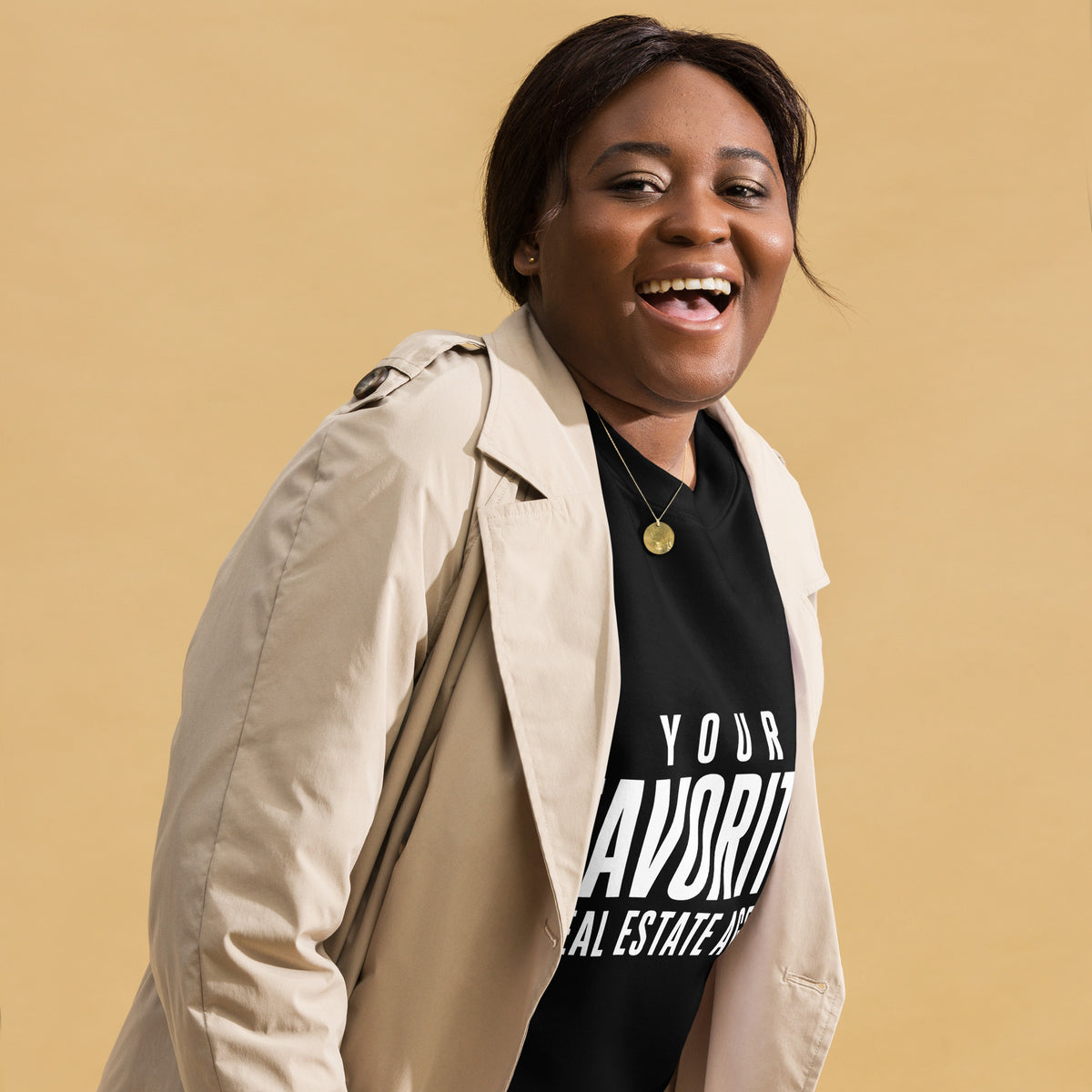 Your Favorite Real Estate Agent premium sweatshirt in black, front view by BrandYOU