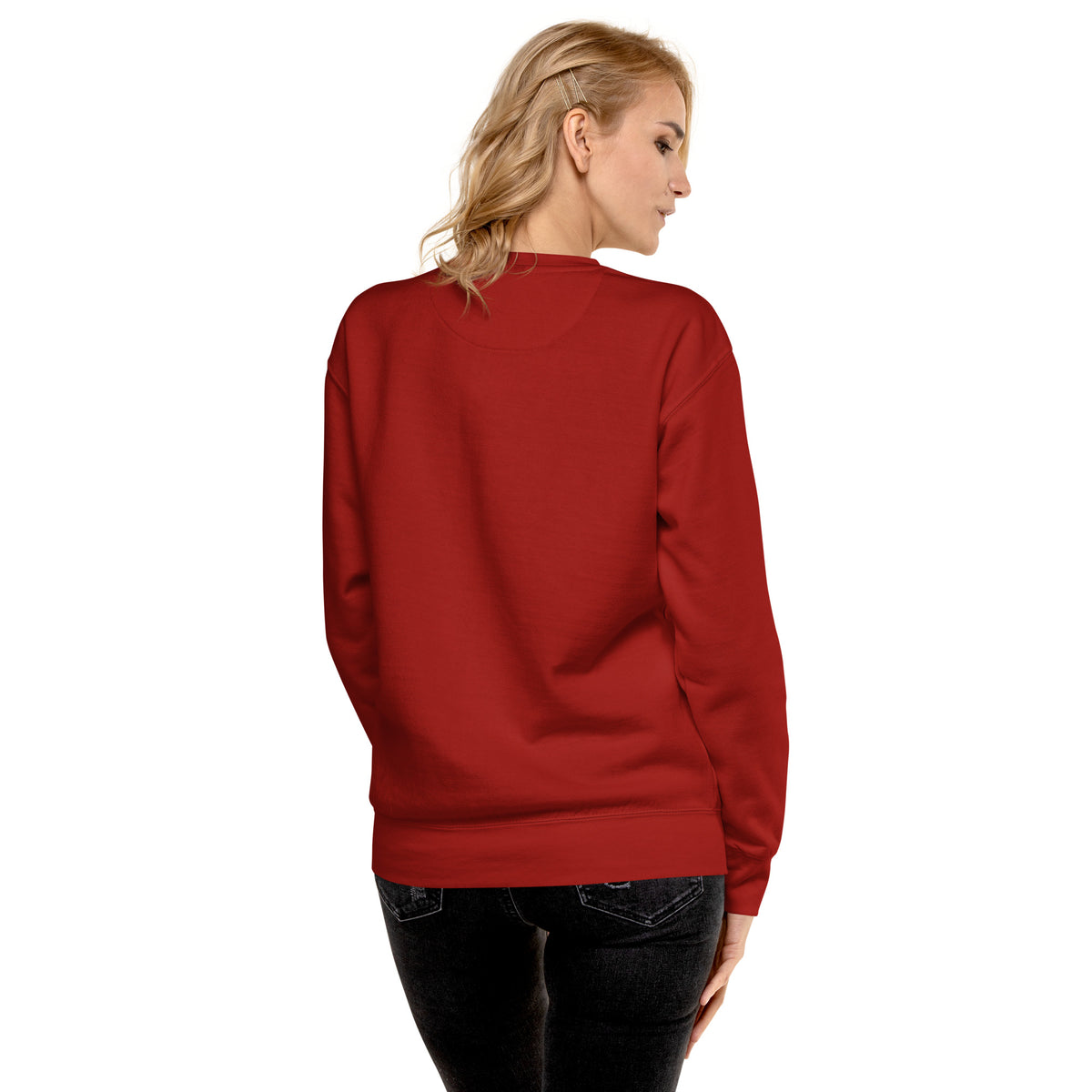 Your Favorite Real Estate Agent premium sweatshirt in cardinal, back view by BrandYOU
