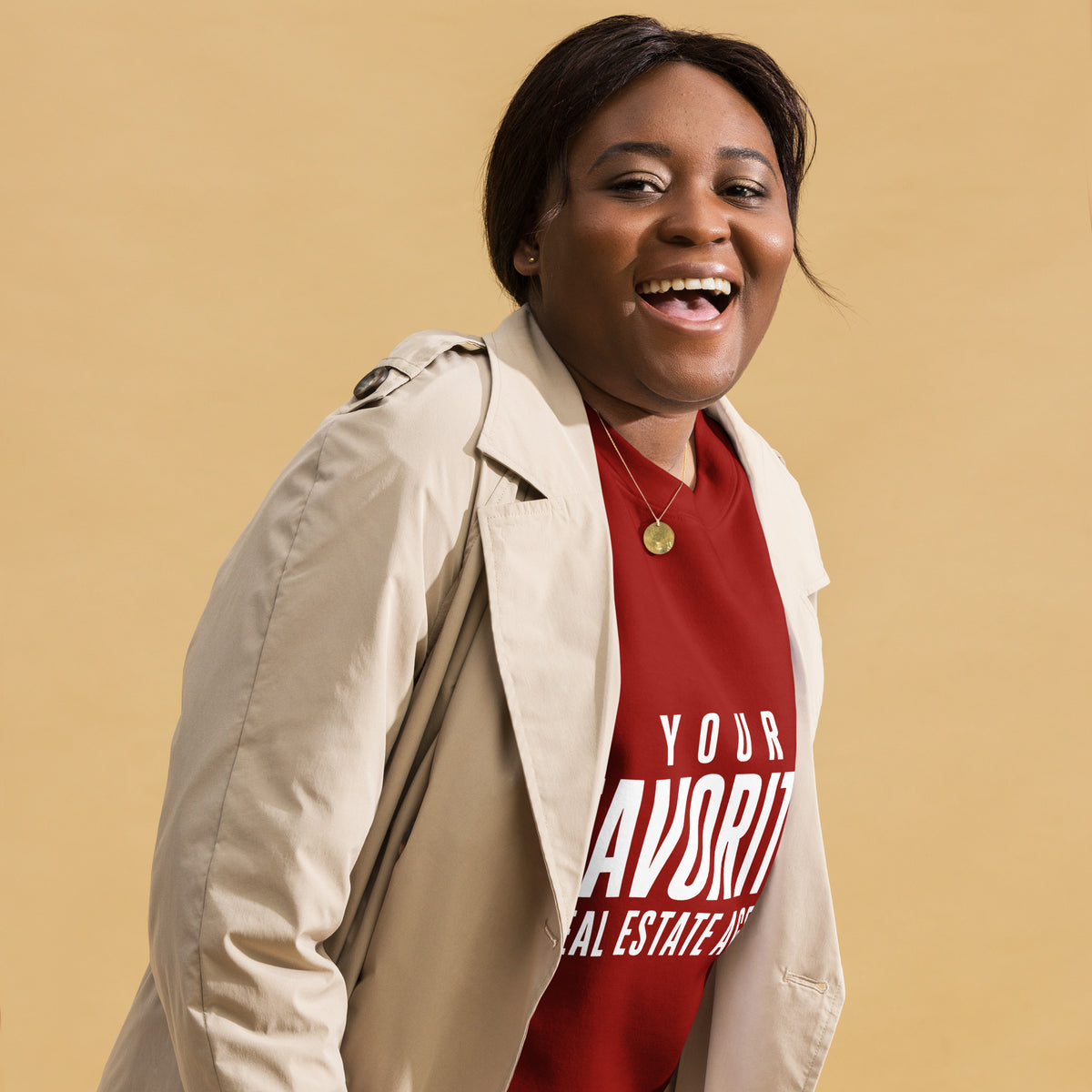 Your Favorite Real Estate Agent premium sweatshirt in cardinal, front view by BrandYOU