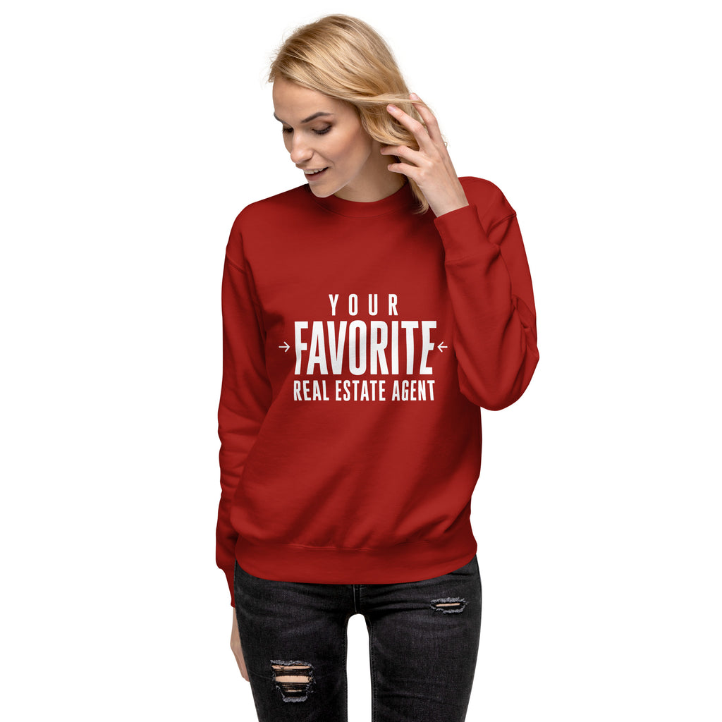 Your Favorite Real Estate Agent premium sweatshirt in cardinal, front view by BrandYOU